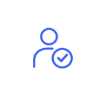 Blauer Checkmark mit menschlicher Figur
