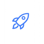 Blauer Raketen Icon auf transparentem Hintergrund