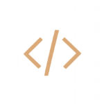Kodiersymbol in gold auf transparentem Hintergrund