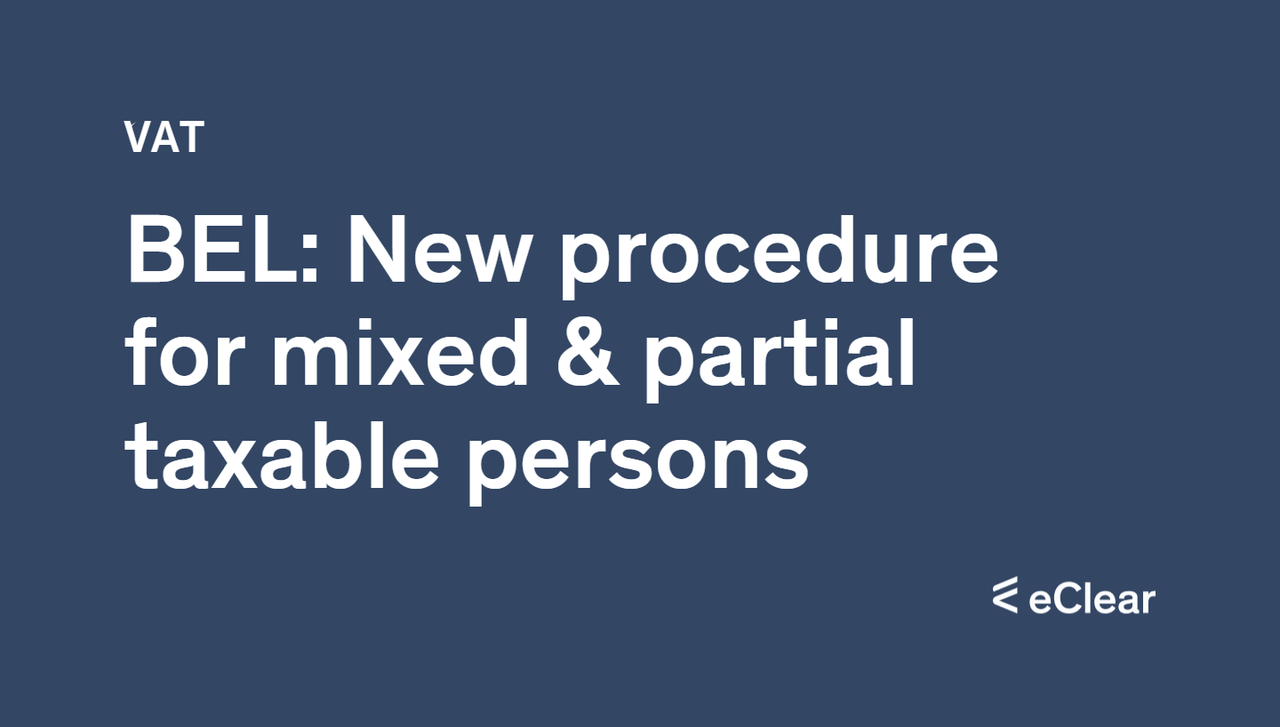 Belgium VAT deduction for the realuse method eClear AG